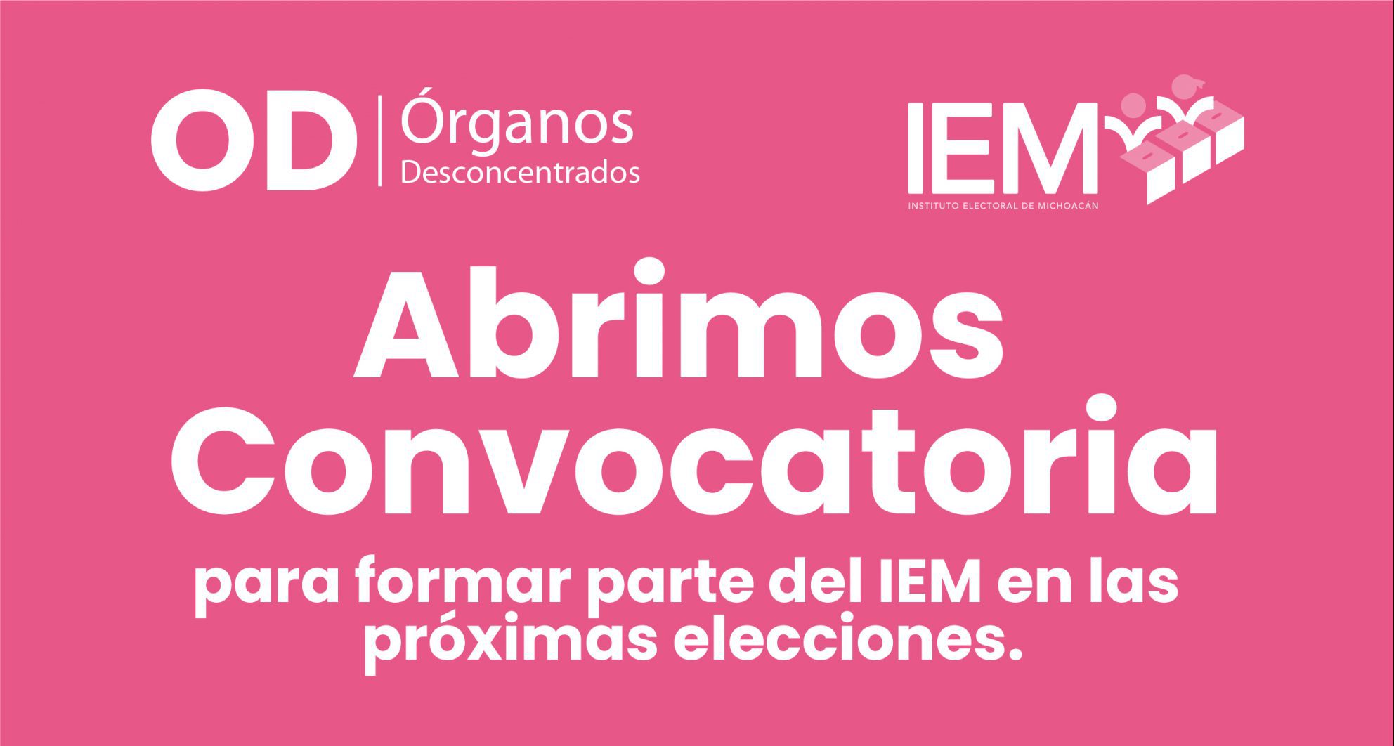 Lanza IEM convocatoria para contratar ciudadanos para elecciones