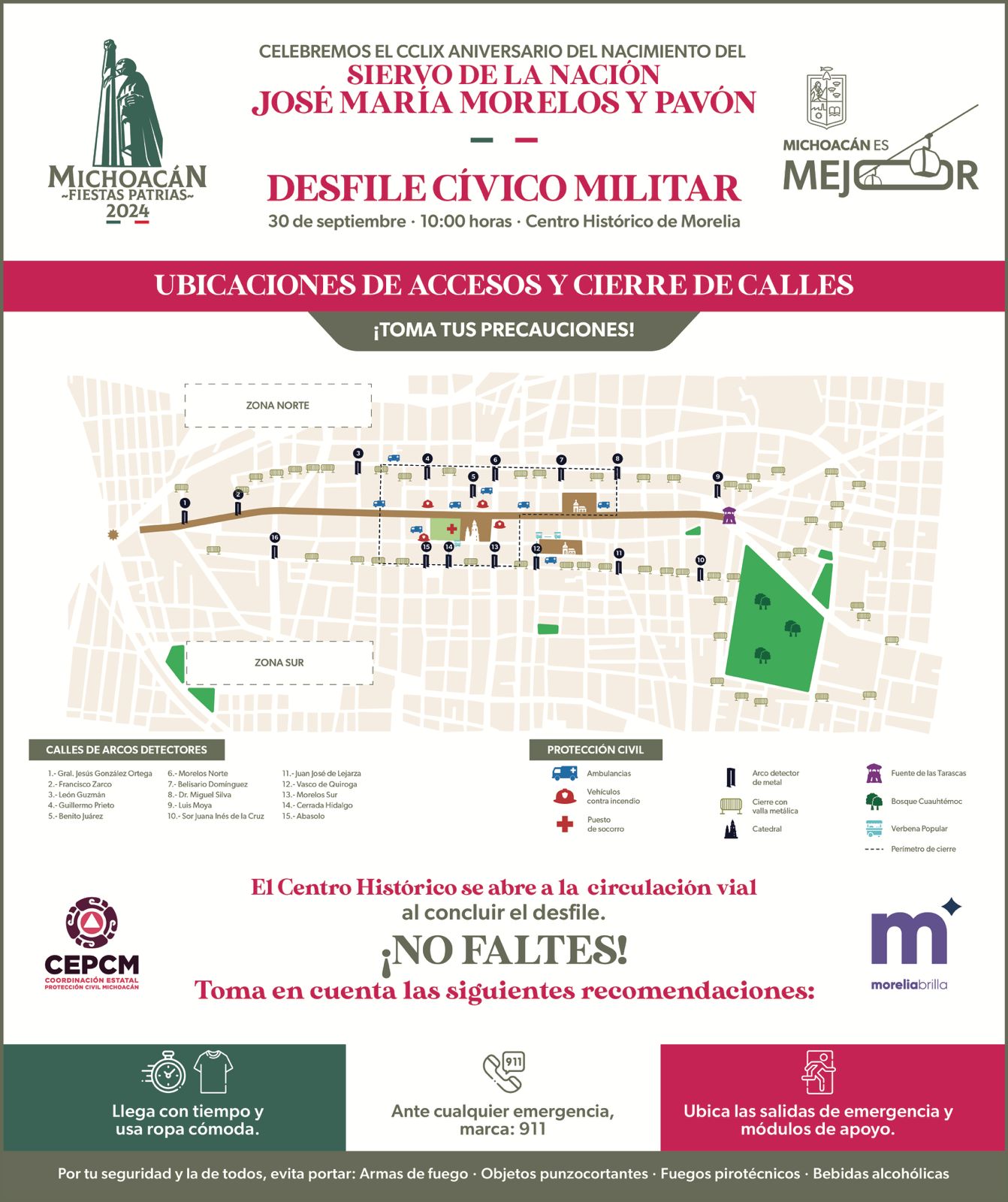 Conoce los accesos para el desfile del 30 de septiembre en Morelia ...