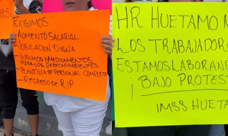 Se suma IMSS Bienestar en Huetamo a manifestaciones del sector salud