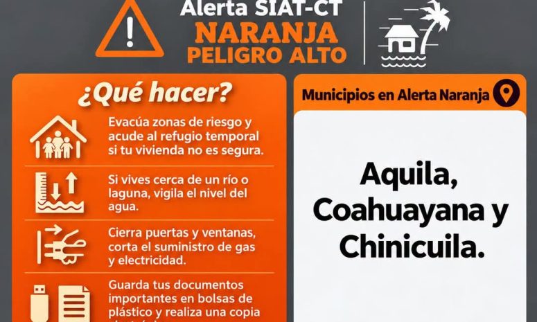 Emiten alerta naranja por Trudy en Aquila, Coahuayana y Chinicuila