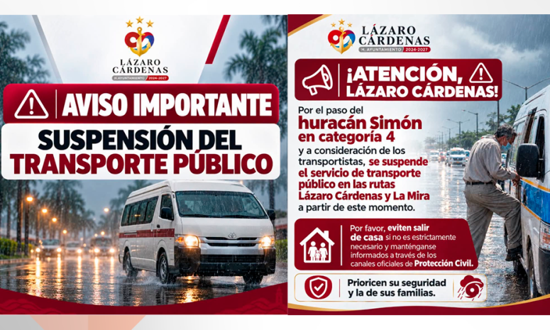 Suspenden transporte público en LC ante efectos de huracán Simon